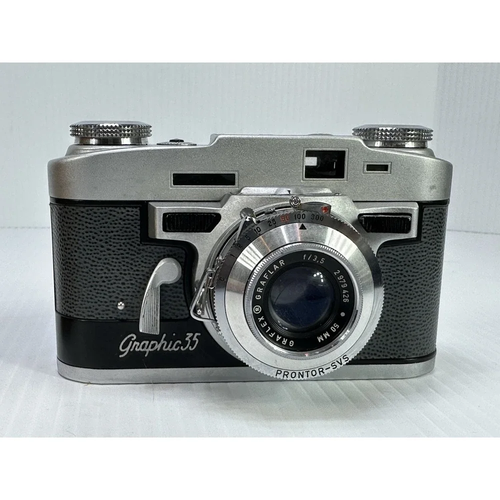 Graflex Graphic 35mm Film Camera Graflar 50mm‎ F 3.5 Lens Germany Not Tested